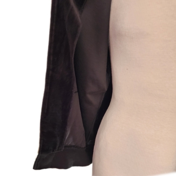 Michael Kors Velvet w Faux Fur Detail  & Metal Zipper Hoodie Jacket Blac… - Picture 6 of 15